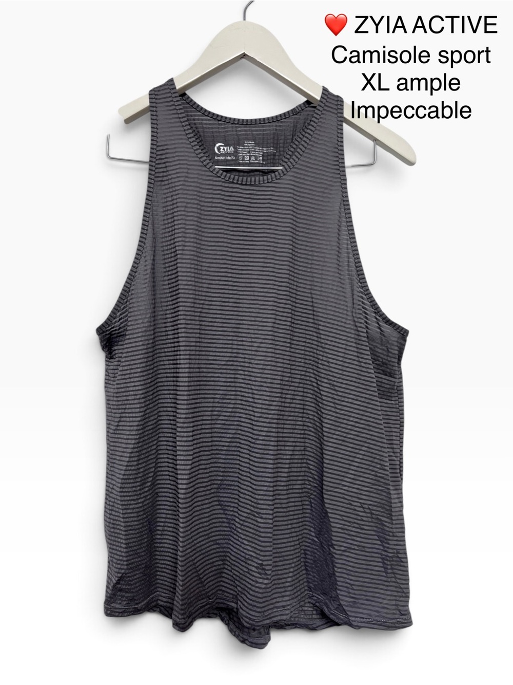Zyia Active Women’s Charcoal Striped Muscle Tee
